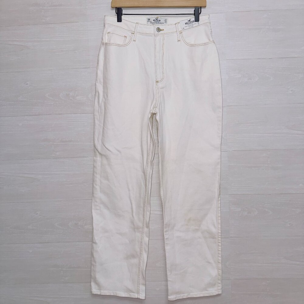 Hollister NWT Vintage Stretch White Denim Curvy Ultra High Rise Dad Jean 13/31